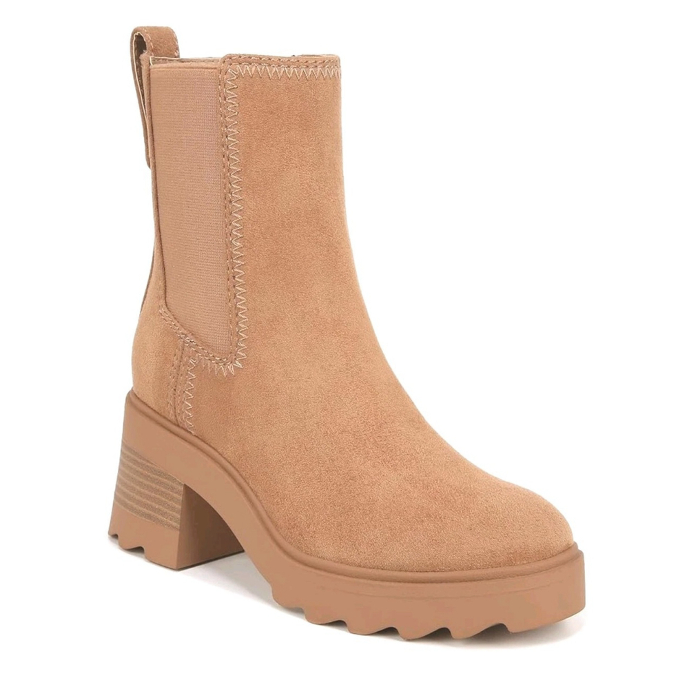 Zodiac Women's Chunky Block Chelsea Zip On Boots Booties 8.5 M Khaki Tan Brown - Picture 2 of 16